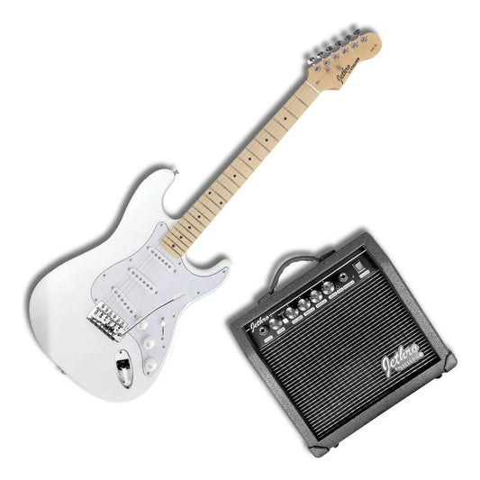 Paquete Guitarra Electrica Series Jethro By Steelpro 049-sk Color Blanco Material Del Diapasón Maple Orientación De La Mano Diestro
