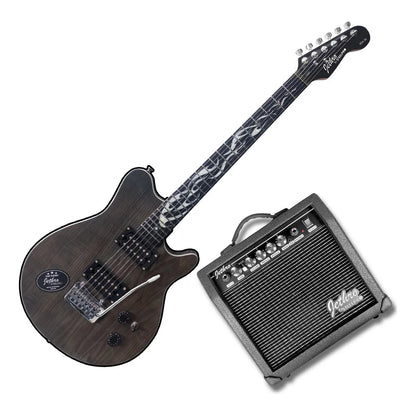 Paquete Guitarra Eléctrica Series Jethro By Steelpro 054-sk Color Blanck Venner Material Del Diapasón Álamo Negro Lamiando Orientación De La Mano Diestro