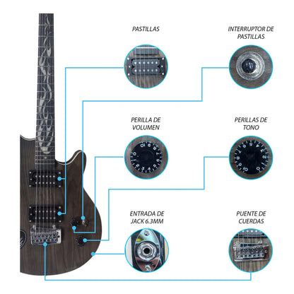 Paquete Guitarra Eléctrica Series Jethro By Steelpro 054-sk Color Blanck Venner Material Del Diapasón Álamo Negro Lamiando Orientación De La Mano Diestro