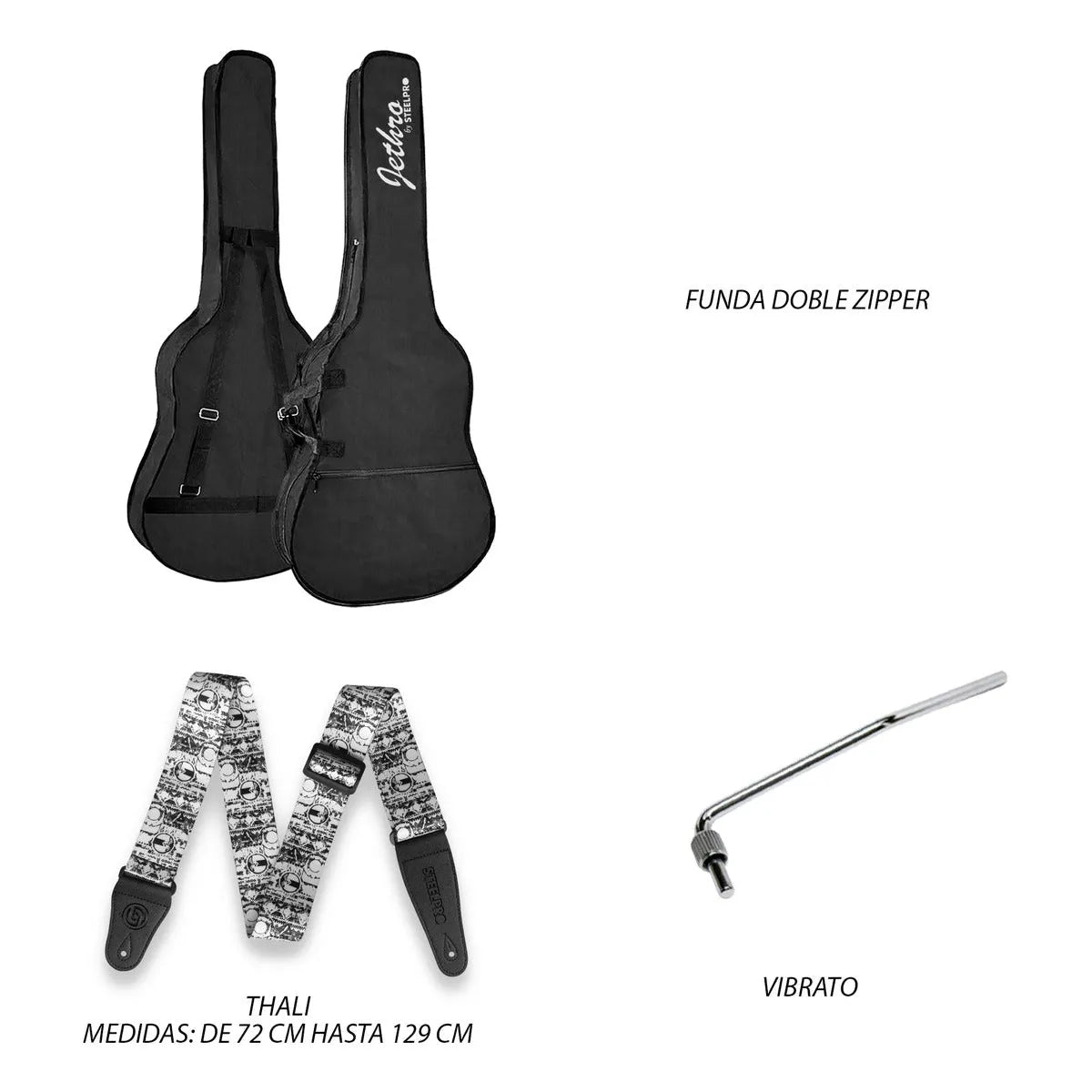 Paquete Guitarra Electrica Series Jethro By Steelpro 055-sk Color Red Quilted Soft Burst Material Del Diapasón Alamo Negro Laminado Orientación De La Mano Diestro