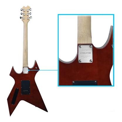 Paquete Guitarra Electrica Series Jethro By Steelpro 055-sk Color Red Quilted Soft Burst Material Del Diapasón Alamo Negro Laminado Orientación De La Mano Diestro