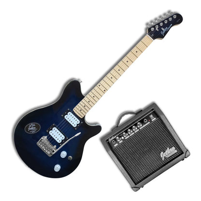 Paquete Guitarra Electrica Series Jethro By Steelpro 058-sk Color Flamed Blue Burst Material Del Diapasón Maple Orientación De La Mano Diestro