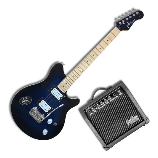 Paquete Guitarra Electrica Series Jethro By Steelpro 058-sk Color Flamed Blue Burst Material Del Diapasón Maple Orientación De La Mano Diestro