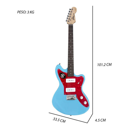 Paquete Guitarra Electrica Series Jethro By Steelpro 059 Color Sky Blue Diapasón De Álamo Laminado Para Diestro