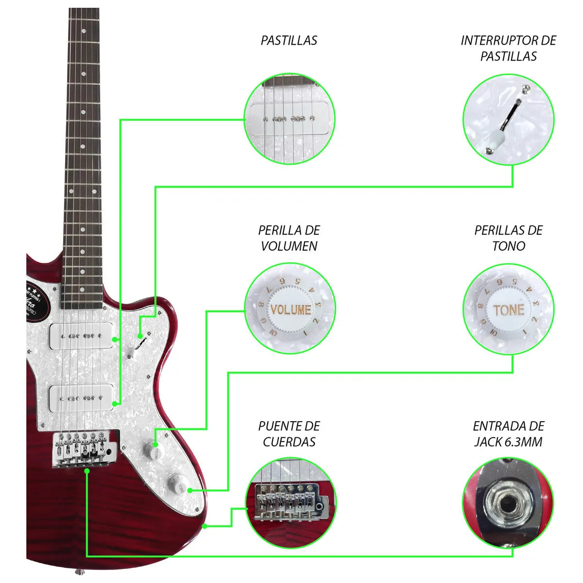 Paquete Guitarra Electrica Series Jethro By Steelpro 060-sk