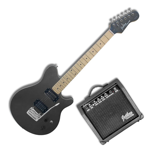 Paquete Guitarra Electrica Series Jethro By Steelpro 062-sk Color Black Satin Silver Powder Material Del Diapasón Maple Orientación De La Mano Diestro