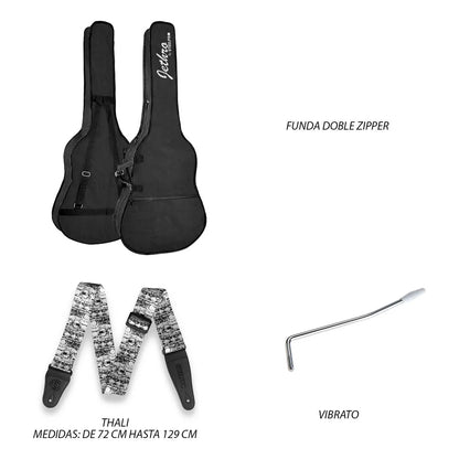 Paquete Guitarra Electrica Series Jethro By Steelpro 062-sk Color Black Satin Silver Powder Material Del Diapasón Maple Orientación De La Mano Diestro