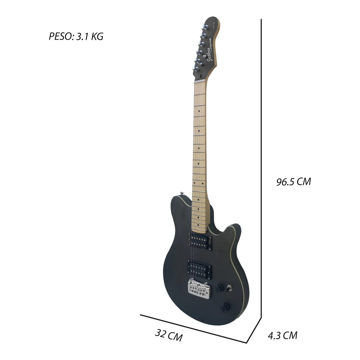 Paquete Guitarra Electrica Series Jethro By Steelpro 062-sk Color Black Satin Silver Powder Material Del Diapasón Maple Orientación De La Mano Diestro