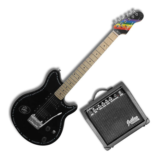 Paquete Guitarra Electrica Series Jethro By Steelpro 066-sk Color Black Material Del Diapasón Orientación De La Mano Diestro