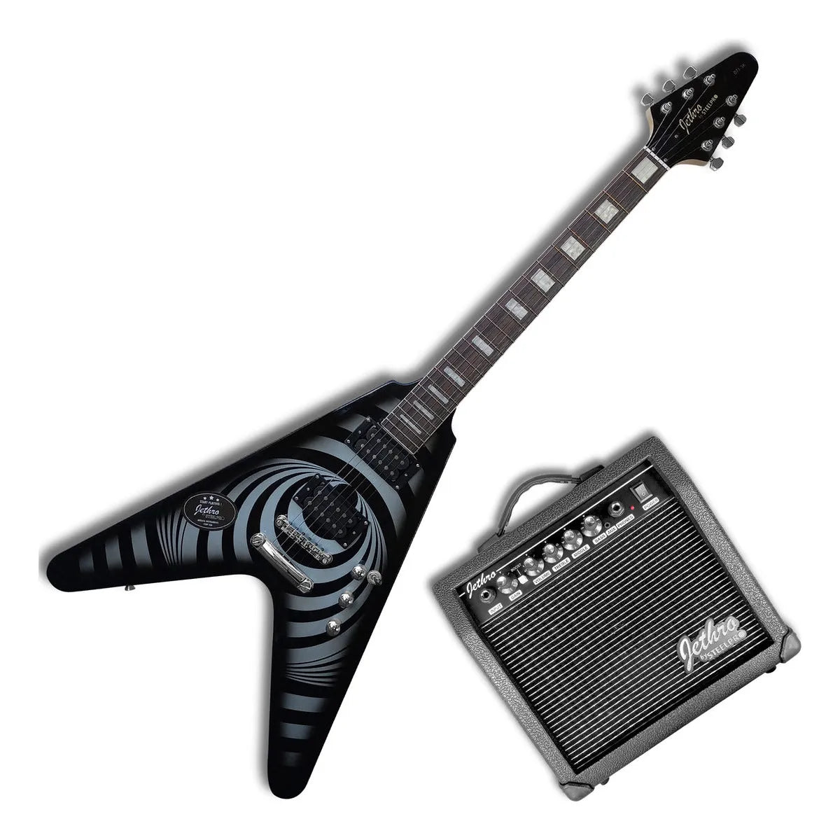 Paquete Guitarra Electrica Series Jethro By Steelpro 071-sk Color Black Body Burst Material Del Diapasón Alamo Laminado Negro Orientación De La Mano Ambidiestro