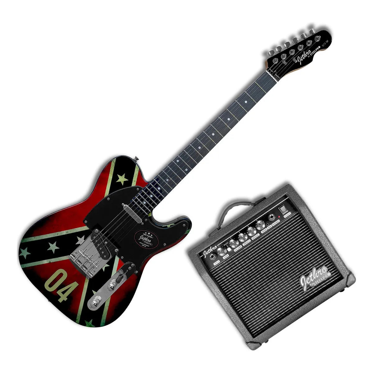 Paquete Guitarra Electrica Series Jethro By Steelpro 072-sk Color Confederate Flag Material Del Diapasón Negro Laminado Orientación De La Mano Diestro