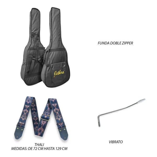 Guitarra Electrica Series Jethro By Steelpro 073-lx Color PINK BINDING BLACK Orientación de la mano Diestro