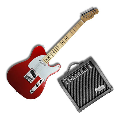Paquete Guitarra Electrica Steelpro Jethro 029-sk 2023 Telecaster Para Diestro Baswood Color Rojo