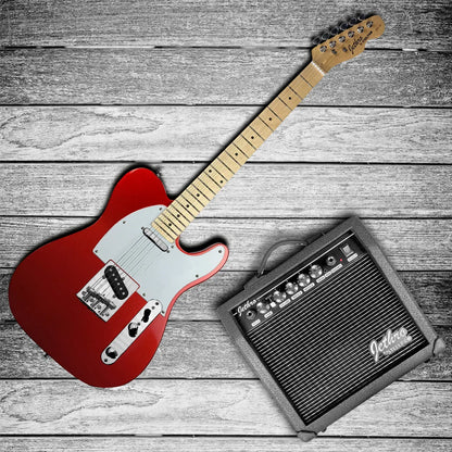 Paquete Guitarra Electrica Steelpro Jethro 029-sk 2023 Telecaster Para Diestro Baswood Color Rojo