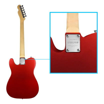 Paquete Guitarra Electrica Steelpro Jethro 029-sk 2023 Telecaster Para Diestro Baswood Color Rojo