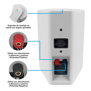 Par Bocina Bafle Ambiental Reja Anticorrosión 5.25 Steelpro Color Blanco Kit-bafle5.25x2 110v