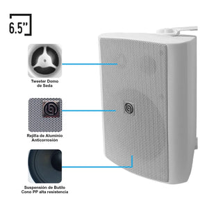 Par Bocina Bafle Ambiental Reja Anticorrosión 6.5 Steelpro