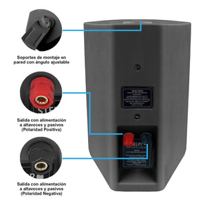 Par Bocina Bafle Ambiental Reja Anticorrosión 6.5 Steelpro Kit-baflex2 Color Negro