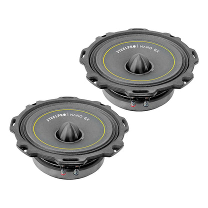 Par De Medio Rango Nano 6.5puLG Open Show Alto Spl Steelpro Color Negro