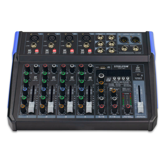 Mezcladora De Audio Usb Bluetooth 8ch 16 Efectos - Steelpro