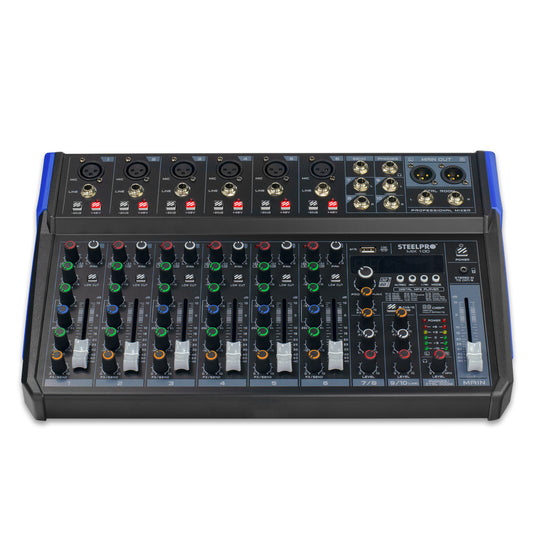 Mezcladora Mixer De 10 Ch 99 Efectos Bluetooth Usb- Steelpro