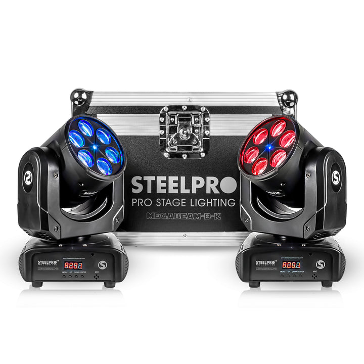 Case Con 2 Cabezas Roboticas Rgbw + Laser Azul - Steelpro