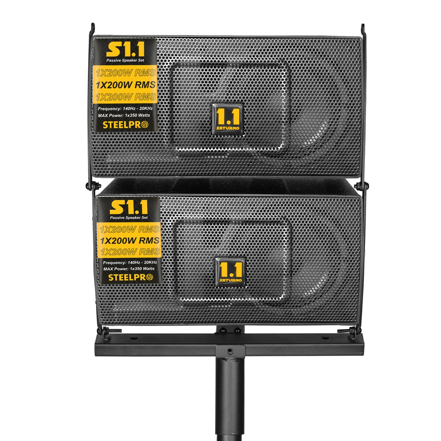 S15-GO Sistema Profesional De Audio Lineal Activo 15" 600W RMS 1050W Max DSP Bluetooth TWS Con Compartimiento para Satelites Subwoofer 15 Pulgadas Entradas Combo XLR RCA y Llantas de Transporte Steelpro
