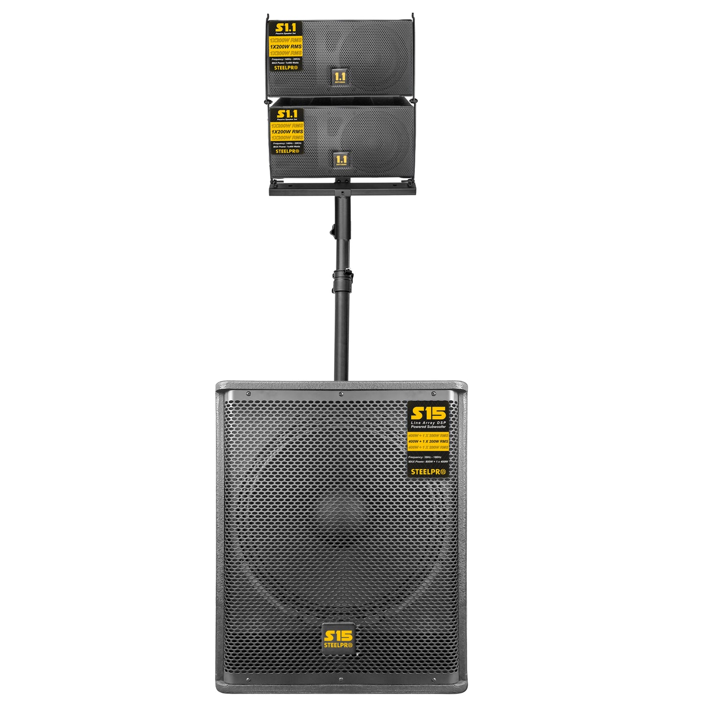 S15 Sistema Profesional De Audio Lineal 400w+200w Rms Steelpro