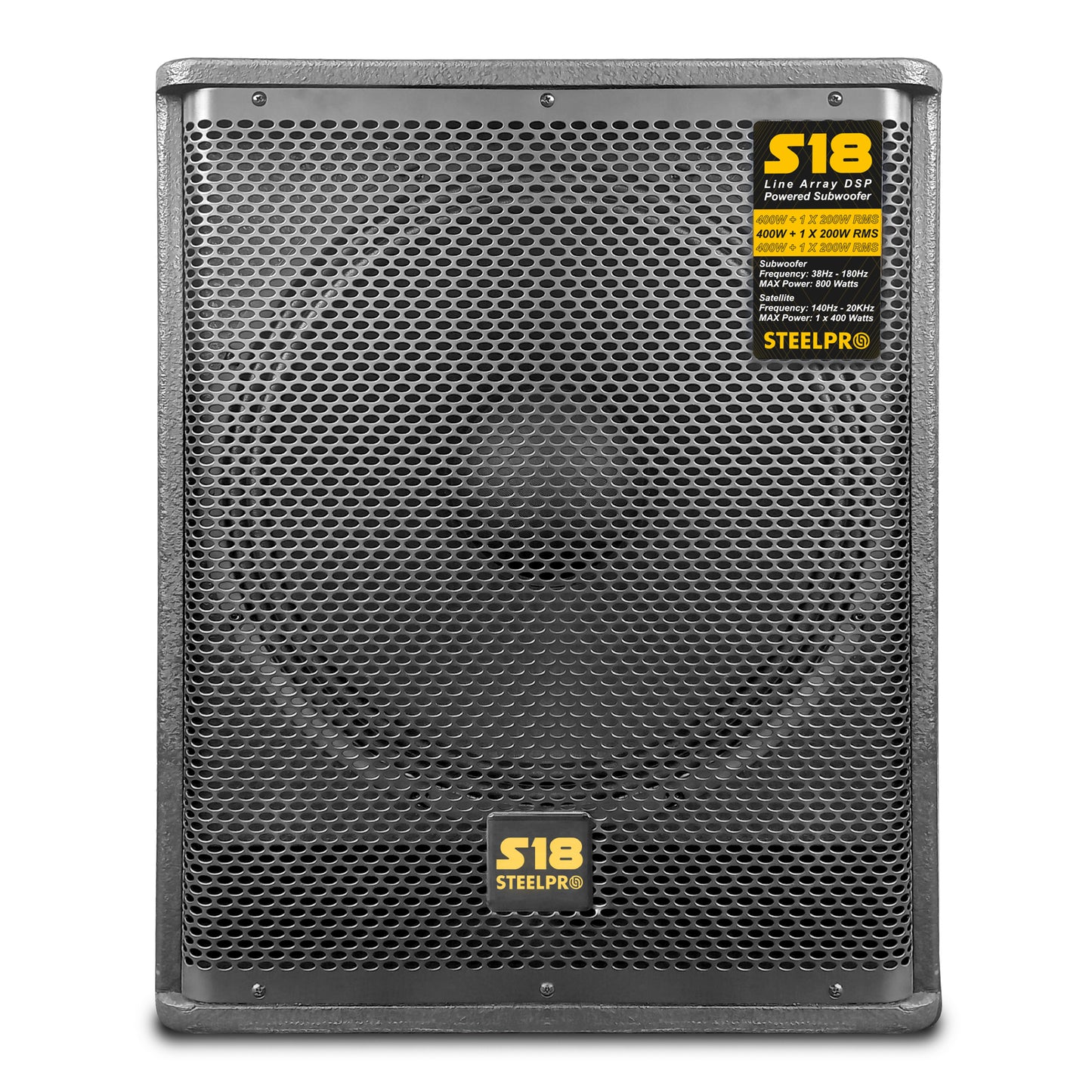 Sistema Profesional De Audio Lineal S18 Steelpro RMS 400W + 1 x 200W / MAX 800W + 1 x 400W