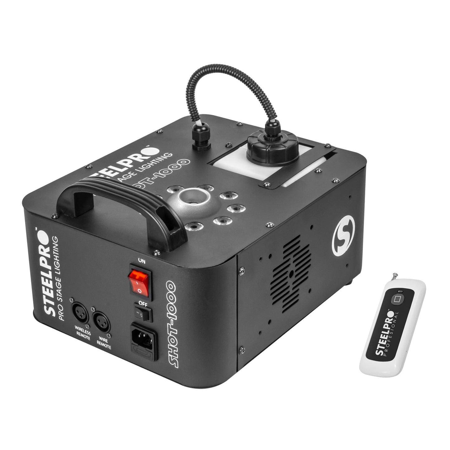 Maquina De Humo Steelpro Shot-1000 1000w 9 Led Rgb Automática 110v Negro