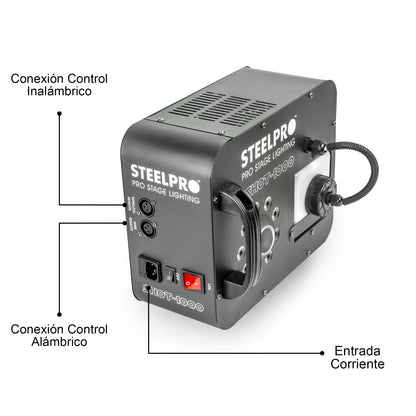 Maquina De Humo Steelpro Shot-1000 1000w 9 Led Rgb Automática 110v Negro