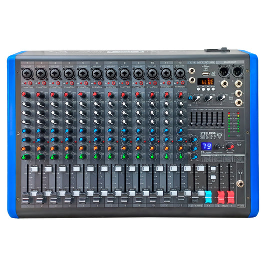 Mezcladora Profesional 12 Canales Dsp Voz De Diablo Y Voz De Ardilla Solo-12.2 Steelpro