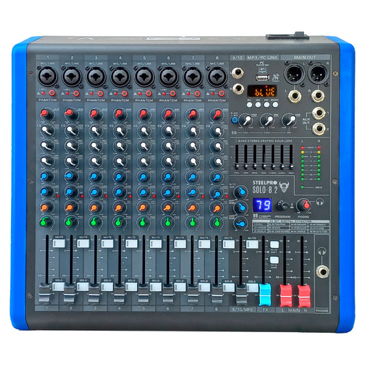 Mezcladora Profesional 8 Canales Dsp Voz Del Diablo Y Voz De Ardilla Solo-8.2 Steelpro