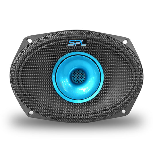 Bocina 6.x9 Cono Azul Plateado 1300w De Potencia By Steelpro Negro