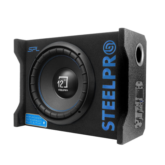 Subwoofer 12' Amplificado 1250w Spl Alta Presion Steelpro Color Negro