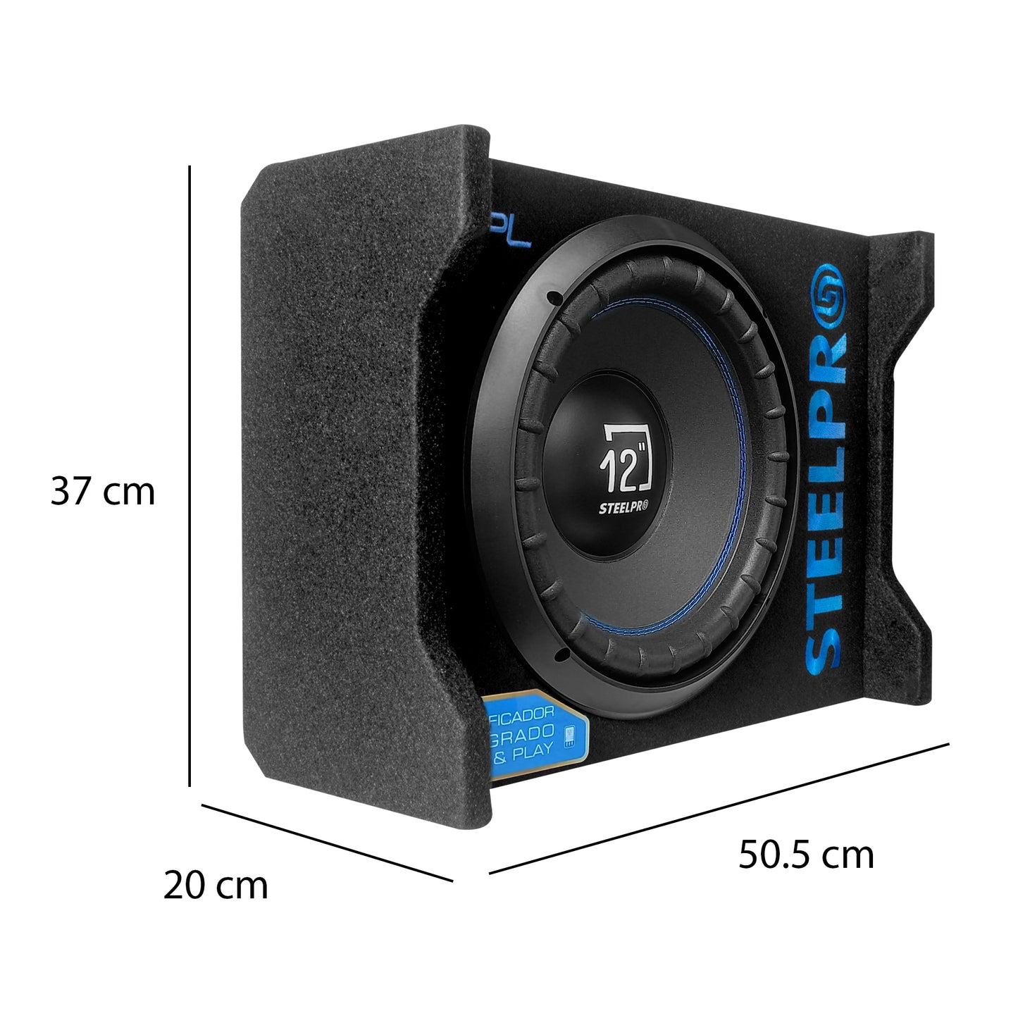 Subwoofer 12' Amplificado 1250w Spl Alta Presion Steelpro Color Negro