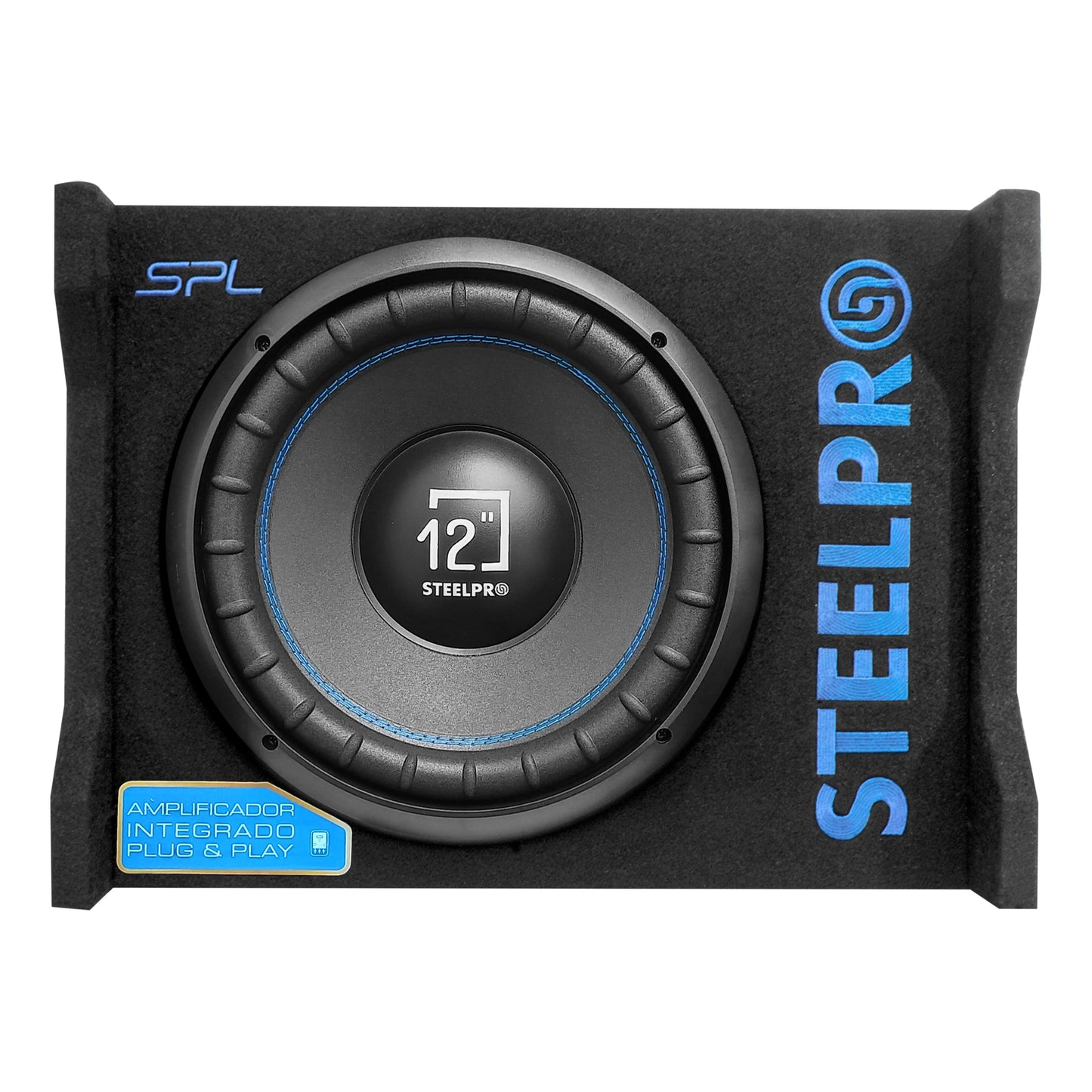 Subwoofer 12' Amplificado 1250w Spl Alta Presion Steelpro Color Negro