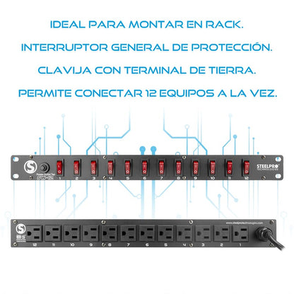 SW-12 Barra Multicontacto 12 Interruptores Steelpro