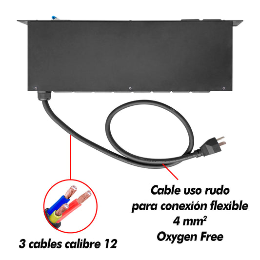 Rack Multicontacto 10enchufes Supresor De Picos 32a Steelpro Color Negro
