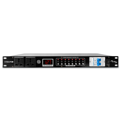 Rack Multicontacto 10enchufes Supresor De Picos 32a Steelpro Color Negro