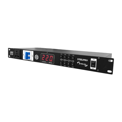 SW-PRO-103A Supresor de Picos 9 Conectores Para Rack 220V Ready Compatible 110V 6000W Protección Eléctrica 8 Contactos Protegidos Audio Iluminación DJ Steelpro