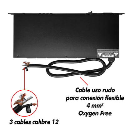 SW-PRO-103A Supresor de Picos 9 Conectores Para Rack 220V Ready Compatible 110V 6000W Protección Eléctrica 8 Contactos Protegidos Audio Iluminación DJ Steelpro