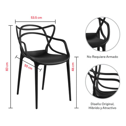 Set 4 Sillas Bellair Master De Comedor Restaurante Apilables