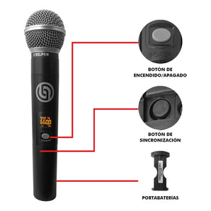 Set Profesional 4 Micrófonos Inalámbricos Uhf 70m Steelpro