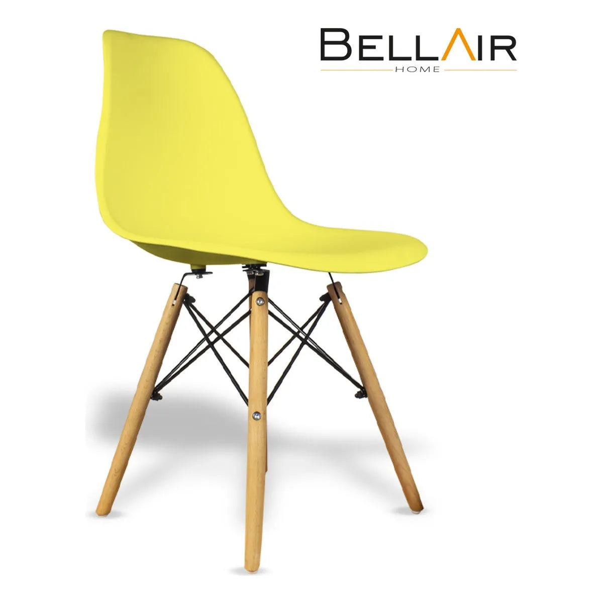 Silla De Comedor Bellair Ba-lounge4k Estructura Color Madera 4 Unidades Amarillo