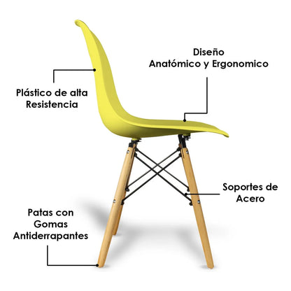 Silla De Comedor Bellair Ba-lounge4k Estructura Color Madera 4 Unidades Amarillo