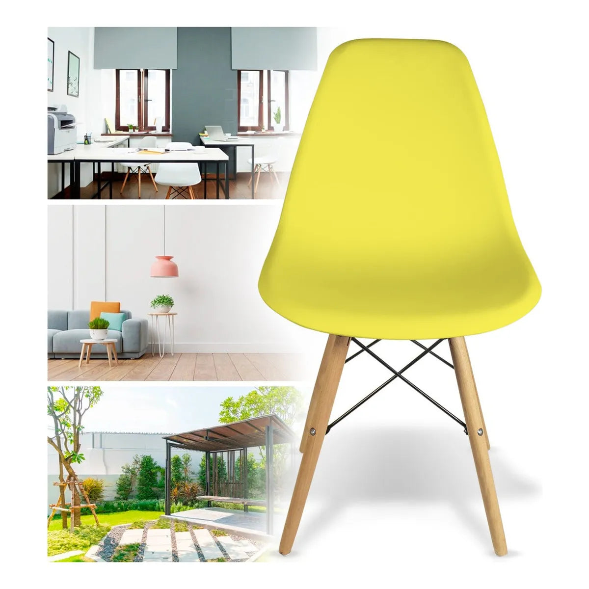 Silla De Comedor Bellair Ba-lounge4k Estructura Color Madera 4 Unidades Amarillo