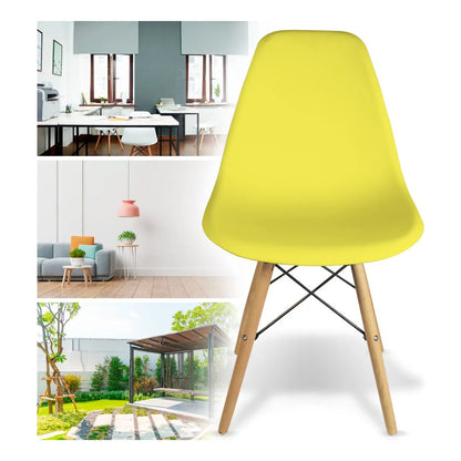 Silla De Comedor Bellair Ba-lounge4k Estructura Color Madera 4 Unidades Amarillo