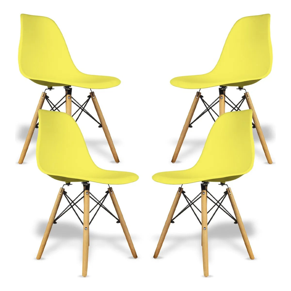 Silla De Comedor Bellair Ba-lounge4k Estructura Color Madera 4 Unidades Amarillo