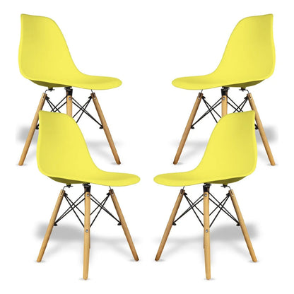 Silla De Comedor Bellair Ba-lounge4k Estructura Color Madera 4 Unidades Amarillo